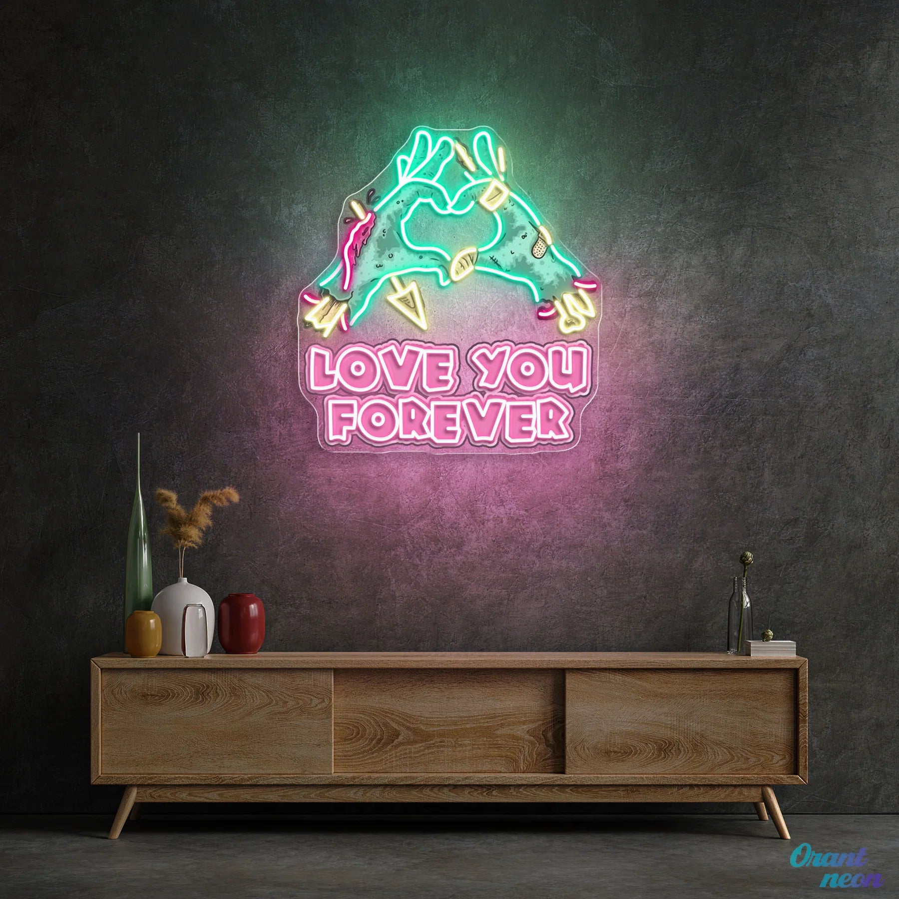 LOVE YOU FOREVER: Valentinstag Zombie Neon Kunstwerk