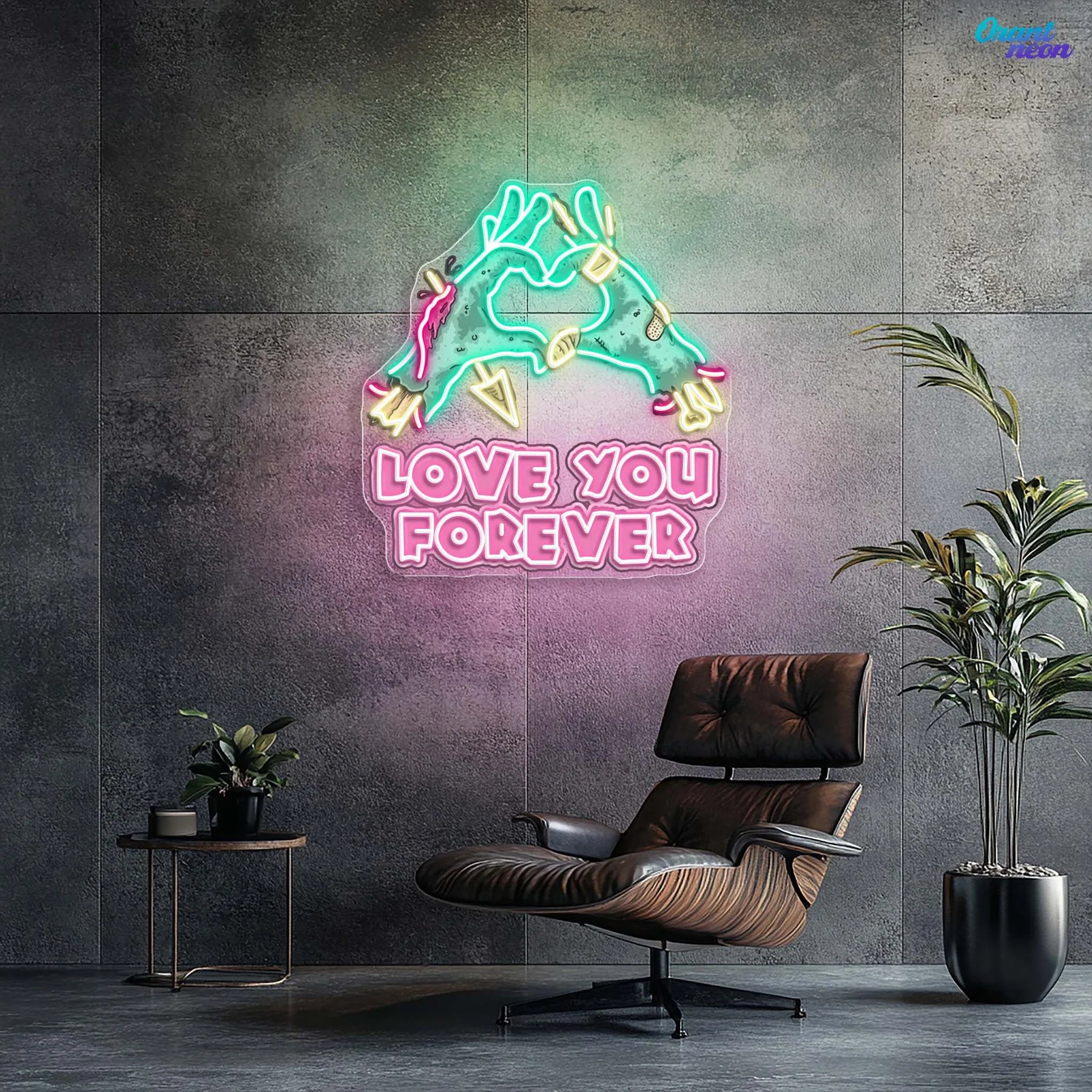LOVE YOU FOREVER: Valentinstag Zombie Neon Kunstwerk