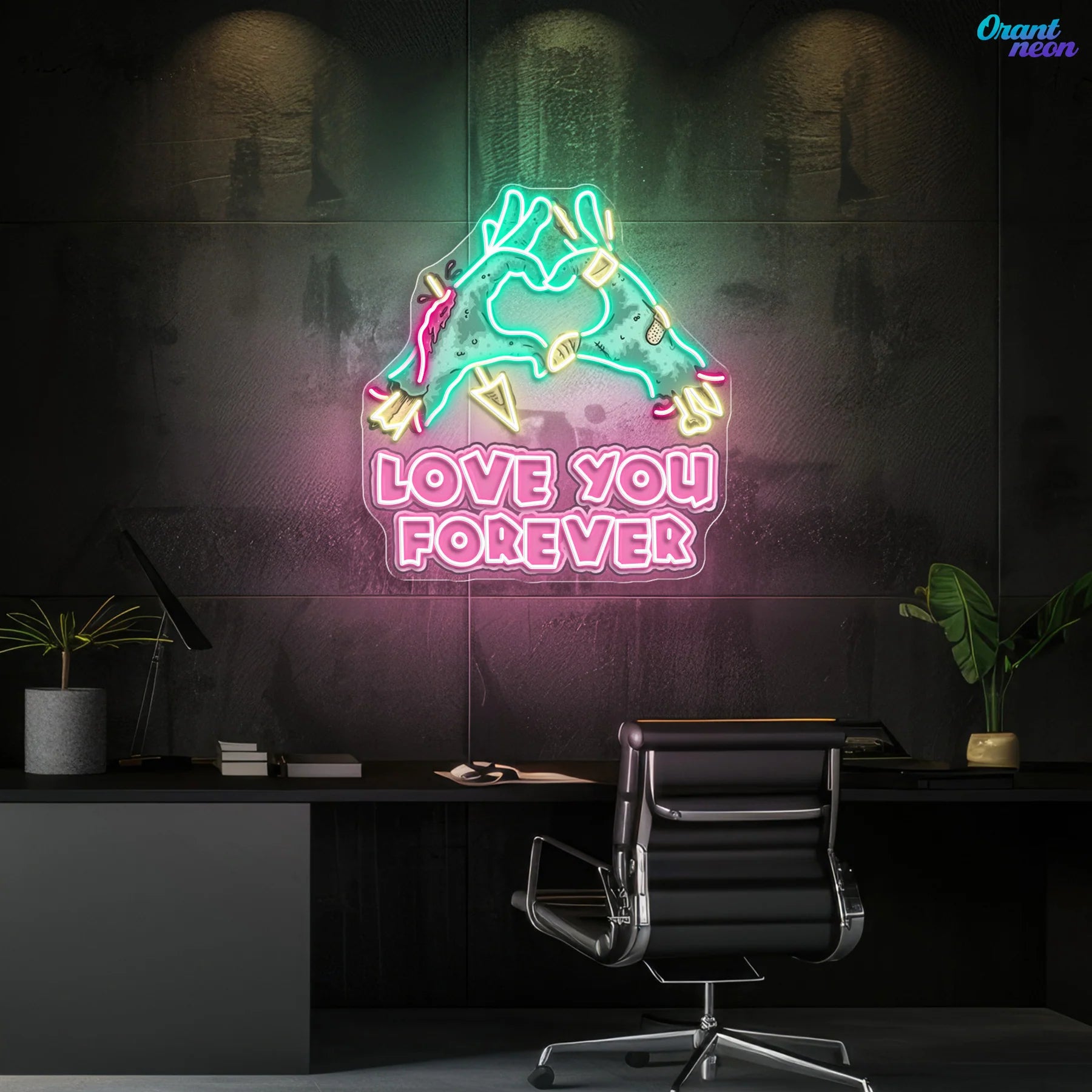 LOVE YOU FOREVER: Valentinstag Zombie Neon Kunstwerk