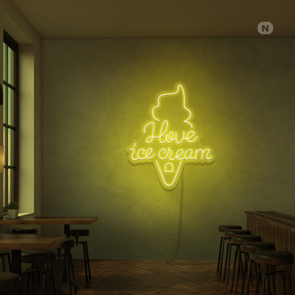 Neon Schild I love ice cream