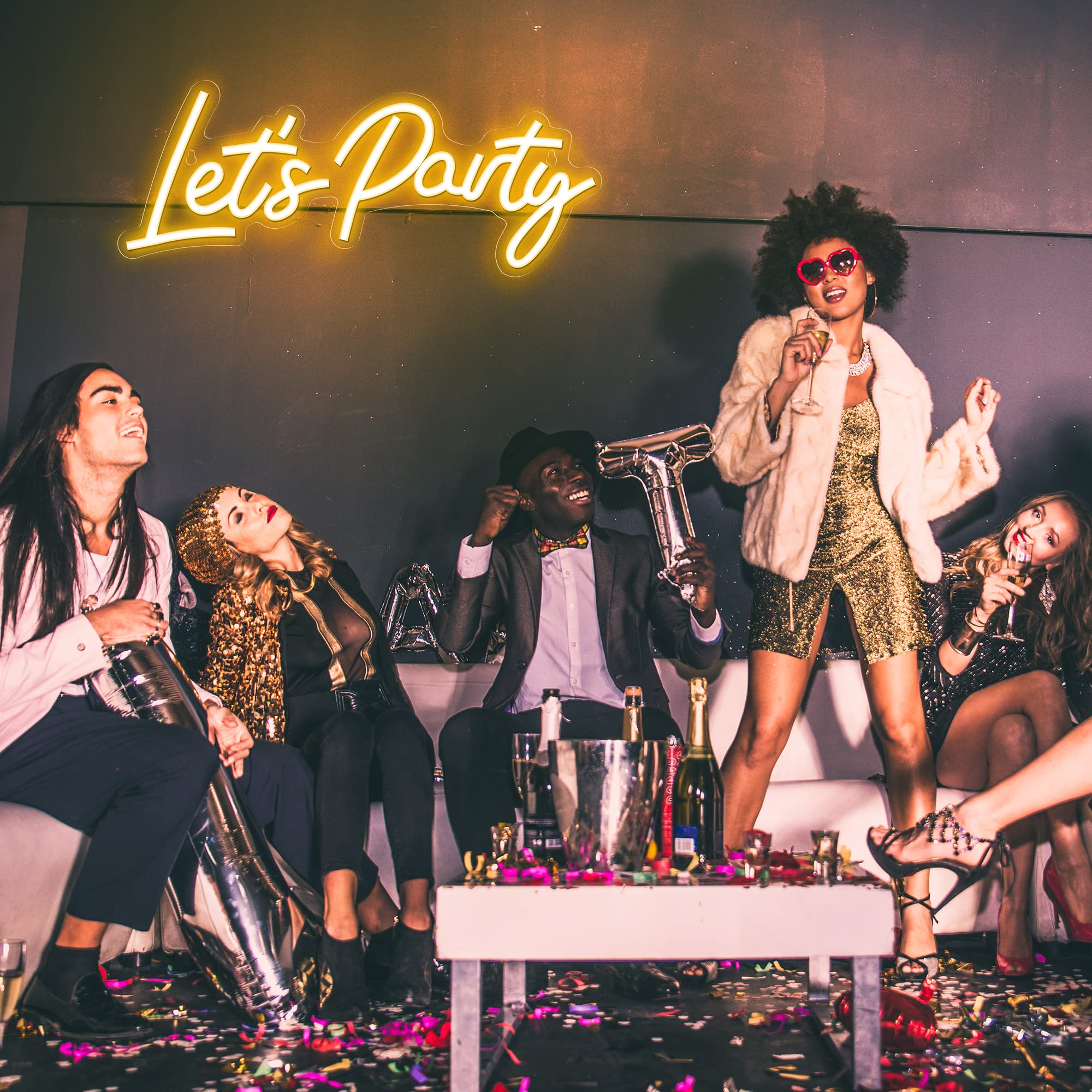 „Let's Party“-Leuchtreklame zur Wanddekoration