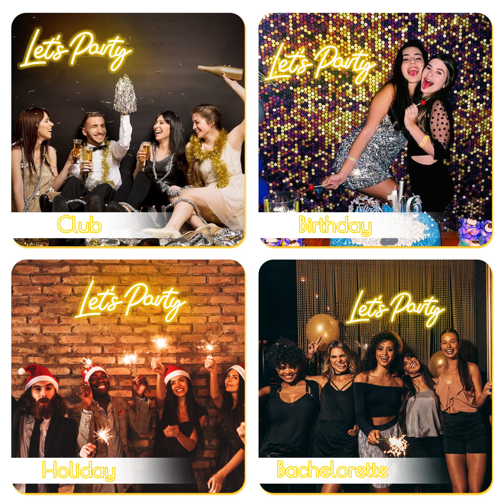 „Let's Party“-Leuchtreklame zur Wanddekoration