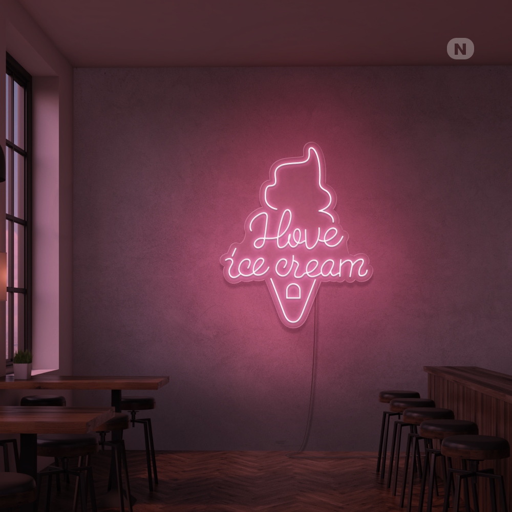 Neon Schild I love ice cream