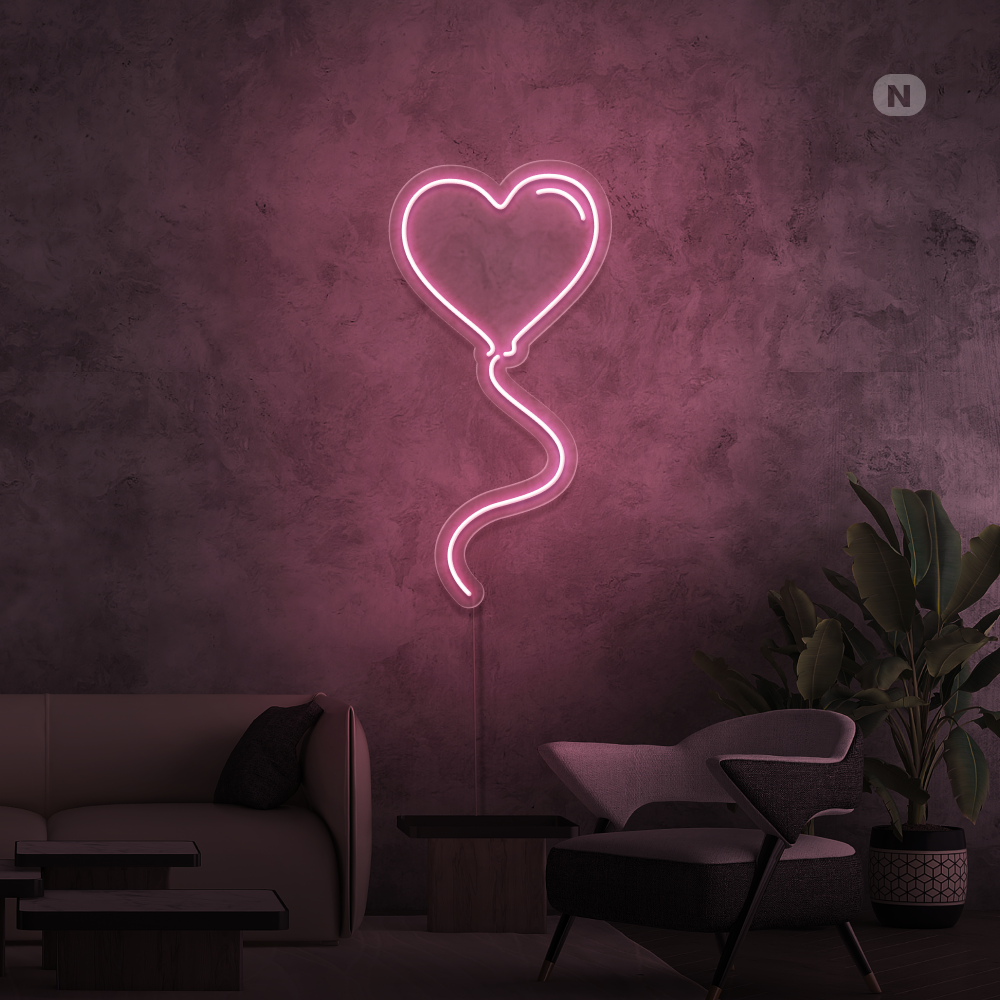 Neon Schild Liebesballon