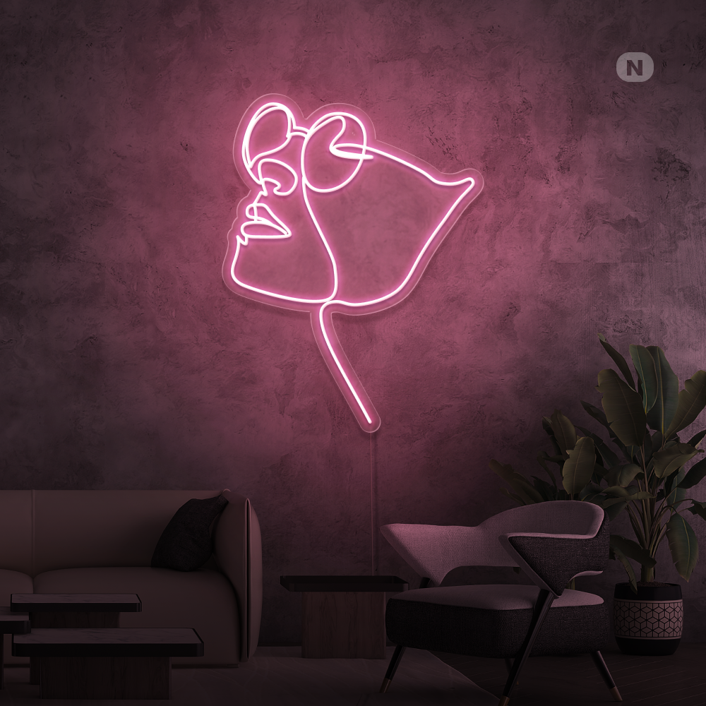 Neon Schild Gesicht mit Brille