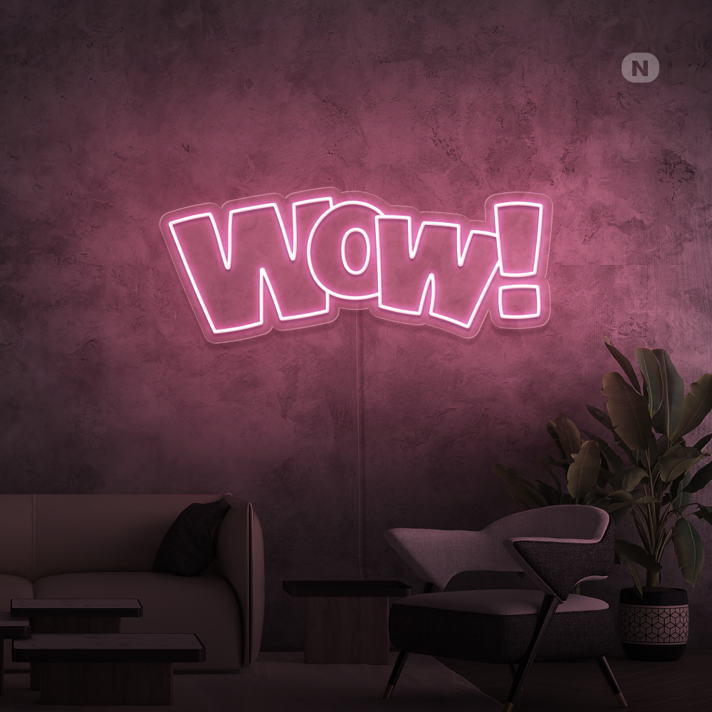 Neon Schild Wow!