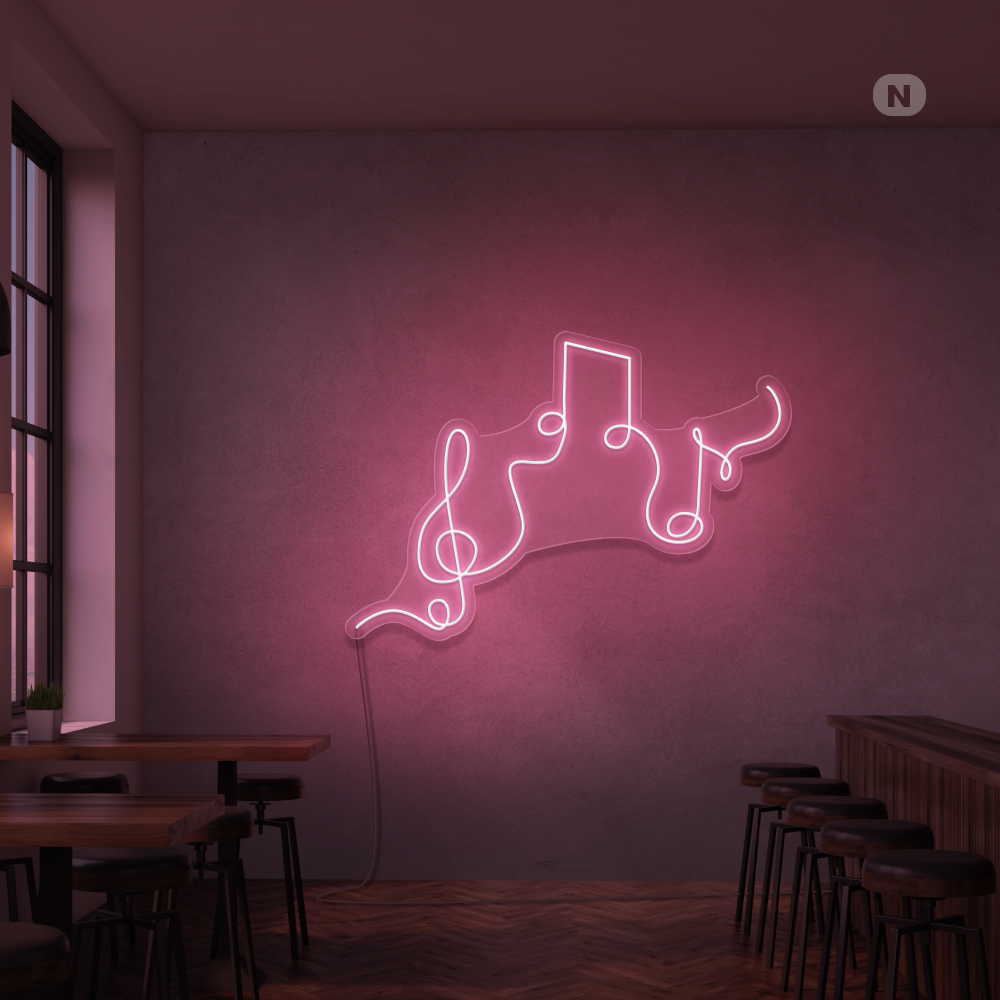 Neon Schild Musikalische Noten