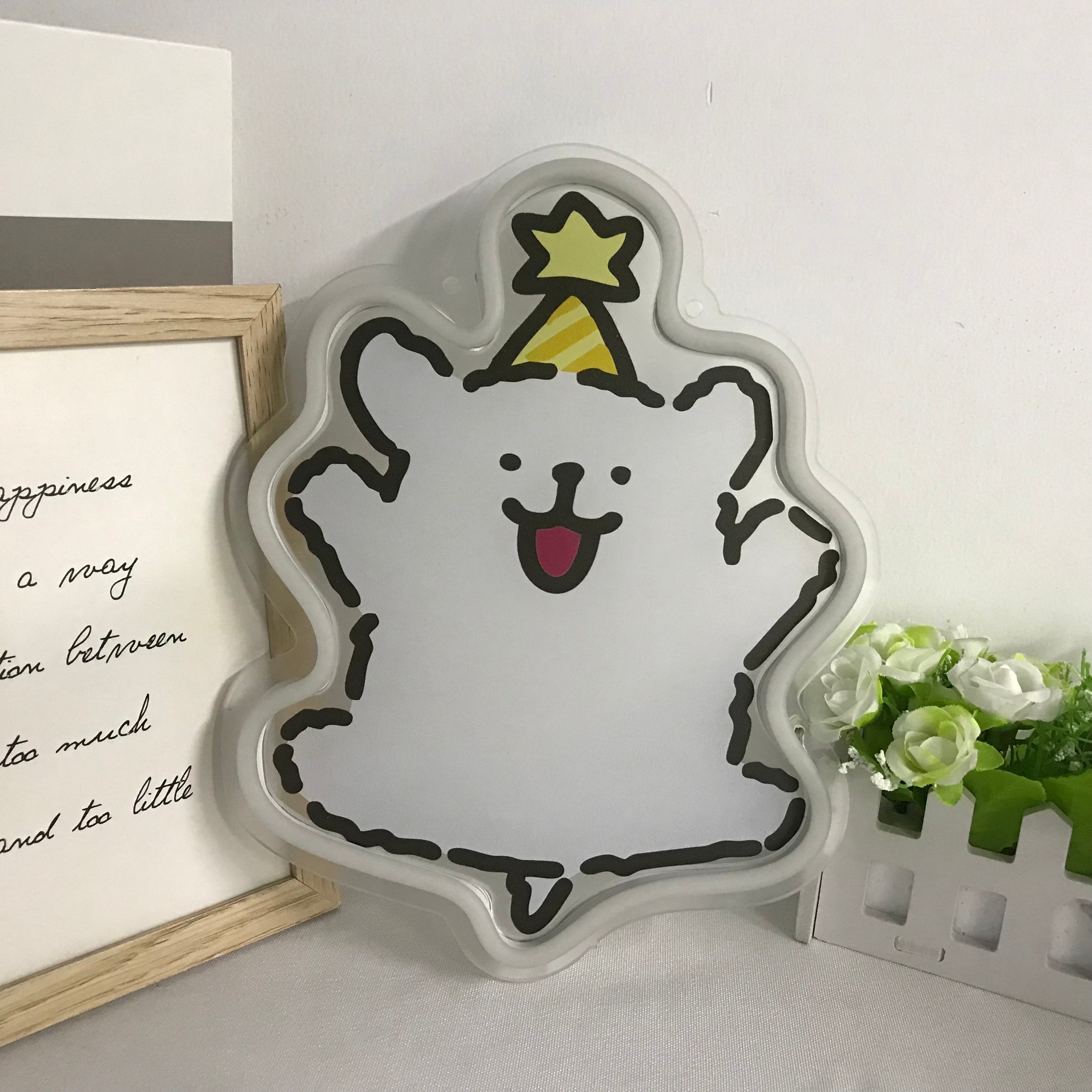 "Linie Welpe Malteser, Cartoon" Mini Neonschrift