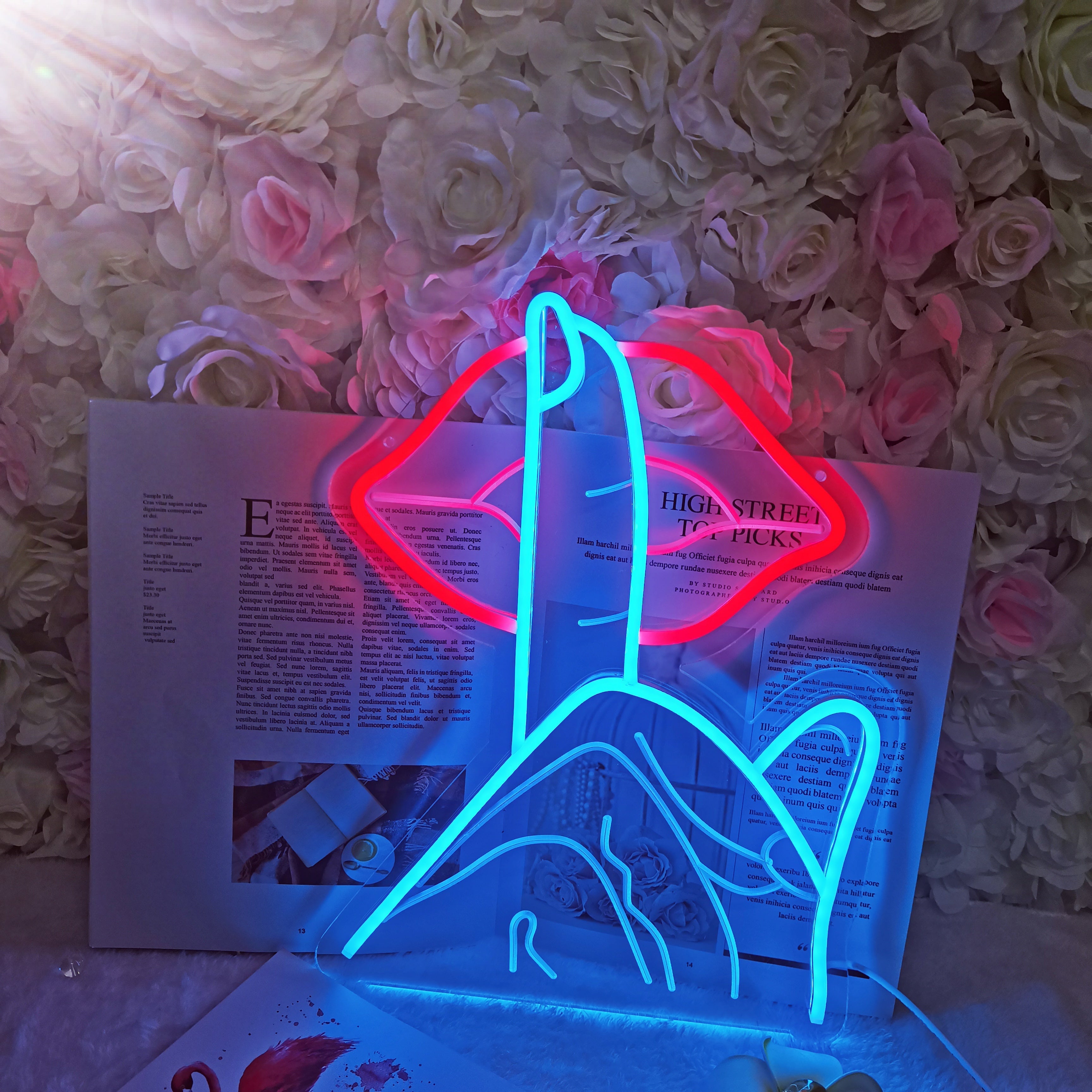 "Lippen, Sei Ruhig" USB Mini LED Neonschrift