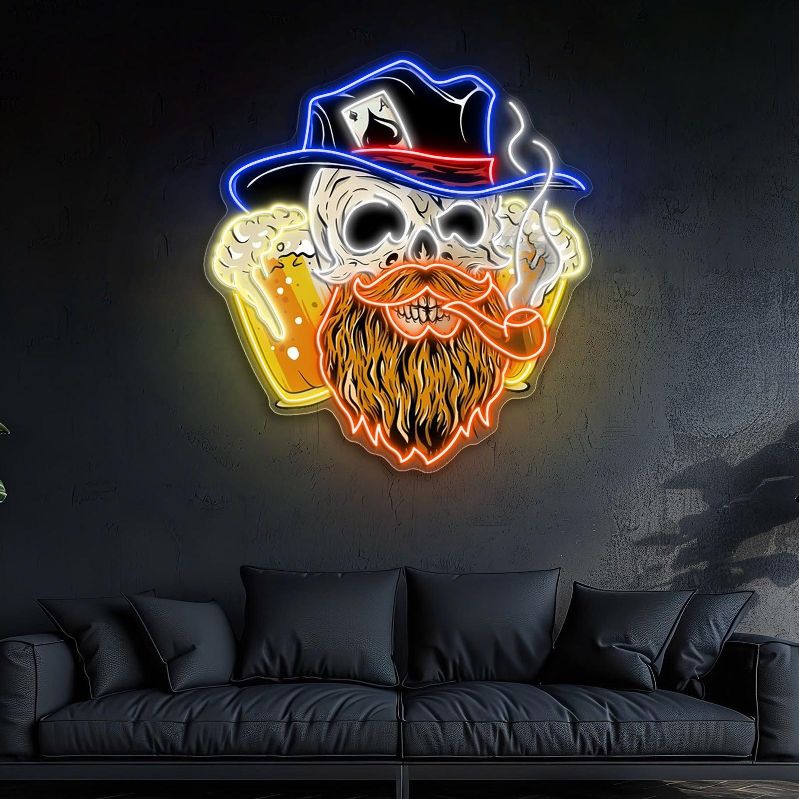 Lucky Death: Bier, Karten und Chaos Leuchtreklame Lichtkunstwerk