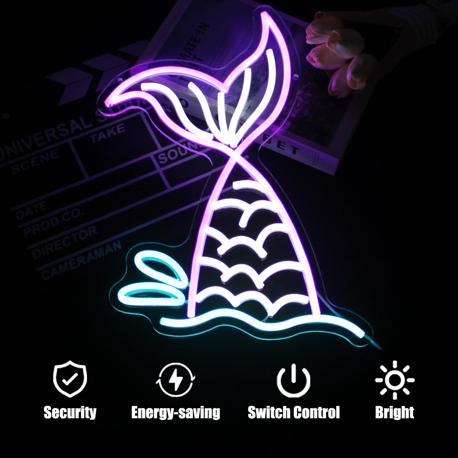 Meerjungfrauen-Schwanz Neonlampe – Traumhafte LED-Deko für Zuhause
