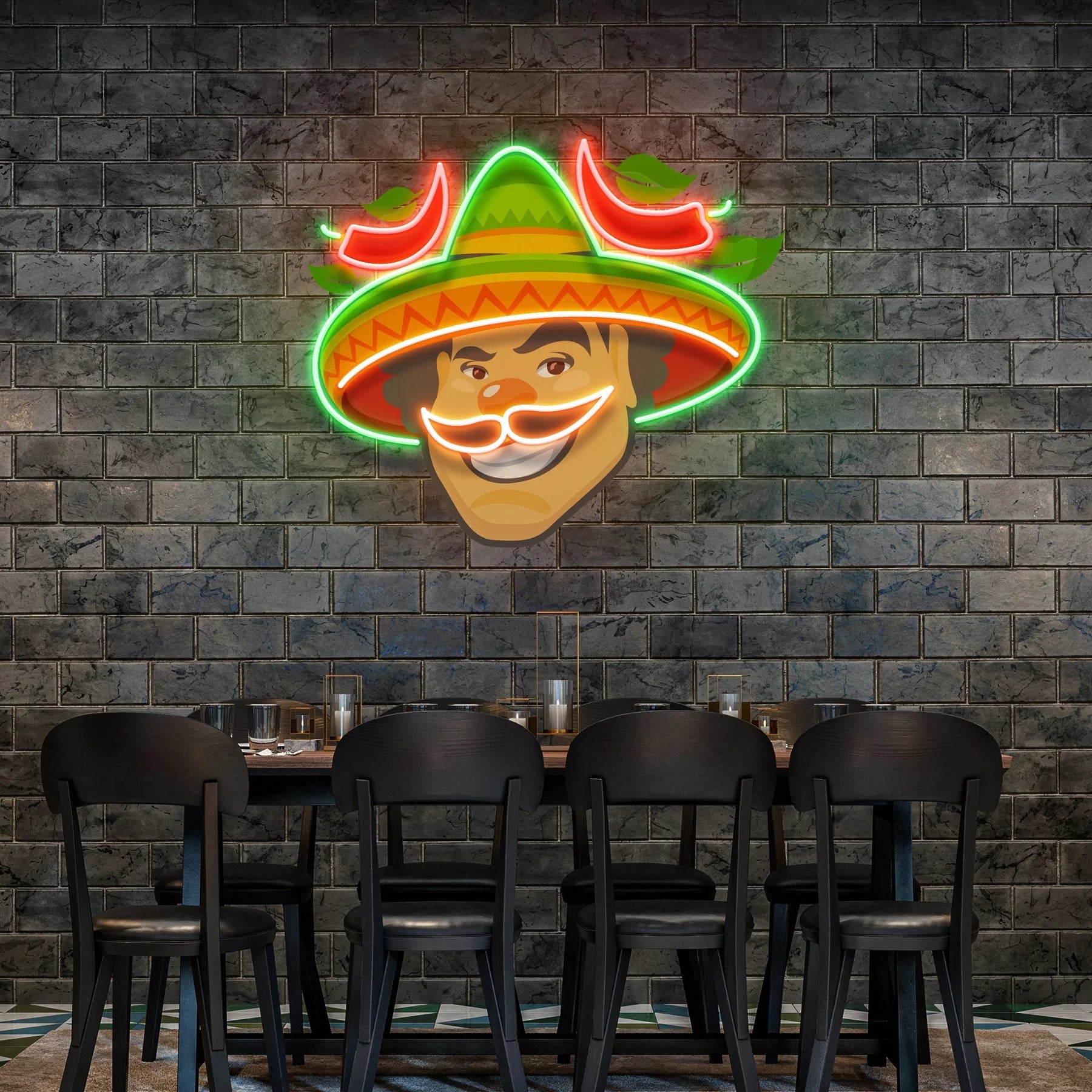 Mexikanisches Mann LOGO Lizenzkunstwerk LED Leuchtreklame