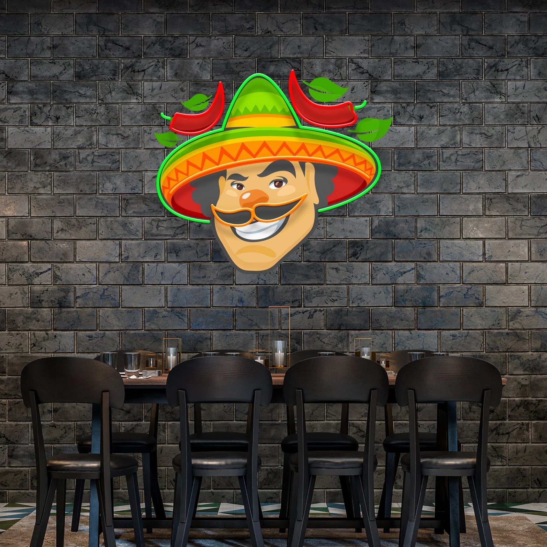Mexikanisches Mann LOGO Lizenzkunstwerk LED Leuchtreklame