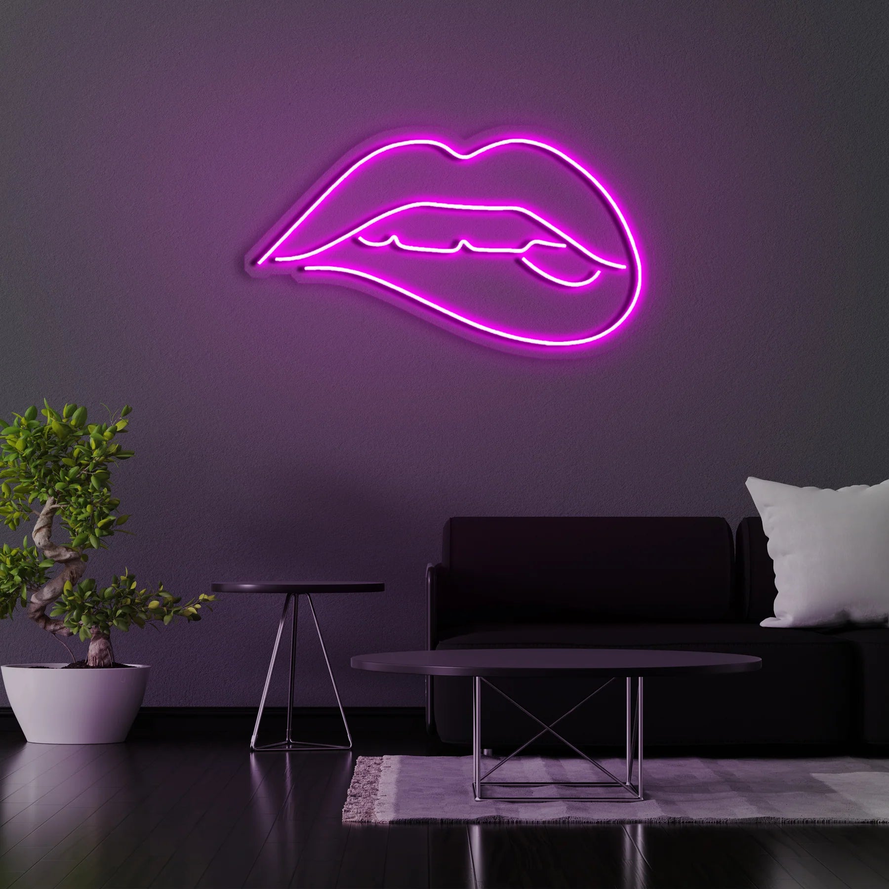 „Mundstück speichert Neonlichter“ – Ihr einzigartiges, interaktives Neon Kunstwerk