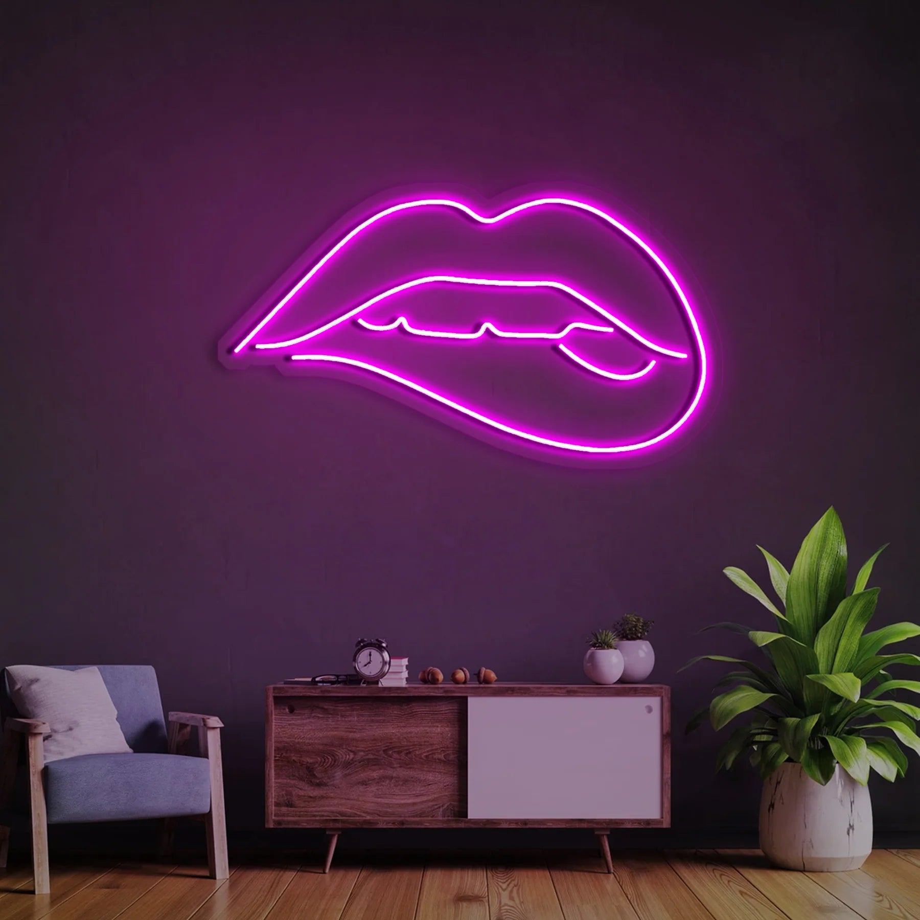 „Mundstück speichert Neonlichter“ – Ihr einzigartiges, interaktives Neon Kunstwerk