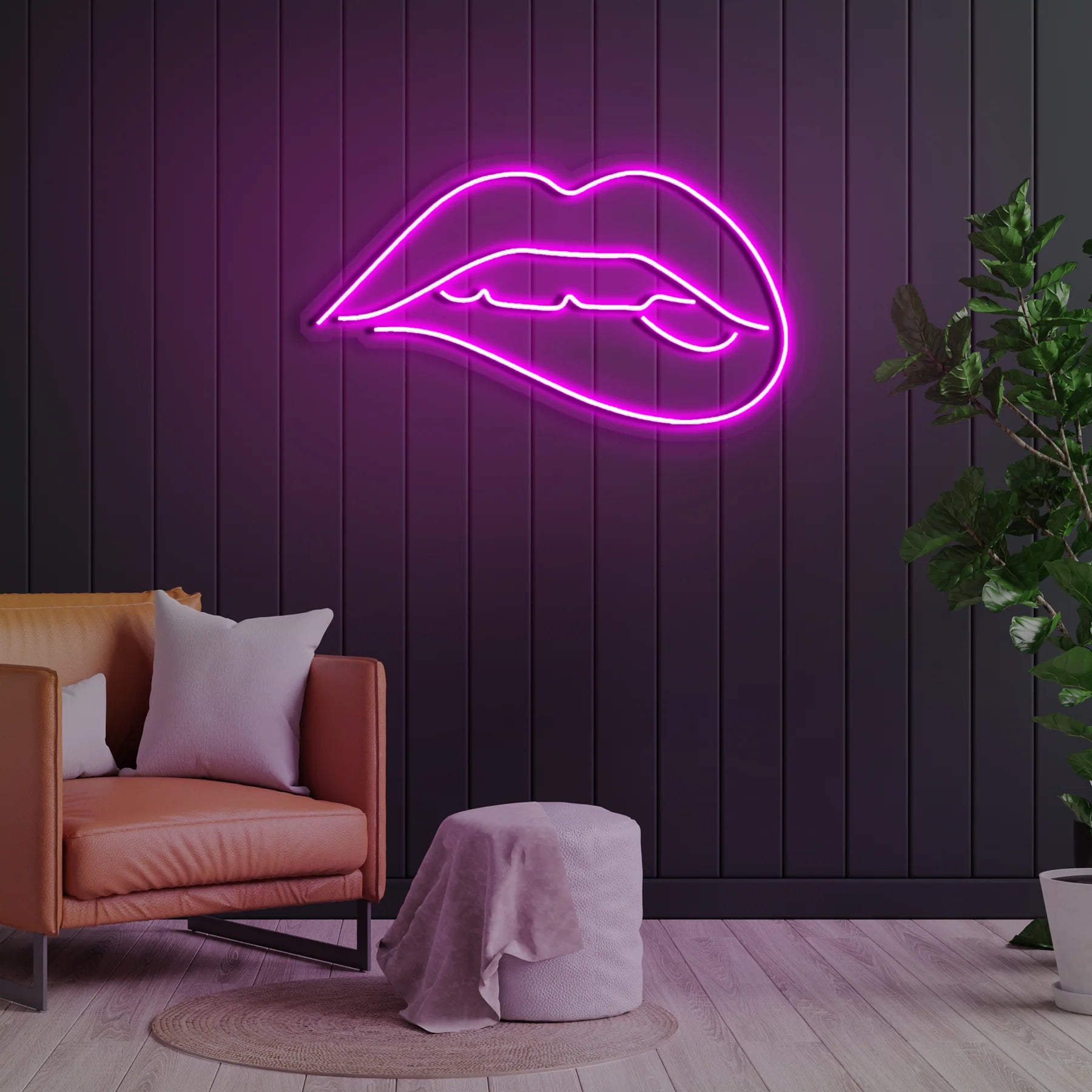 „Mundstück speichert Neonlichter“ – Ihr einzigartiges, interaktives Neon Kunstwerk