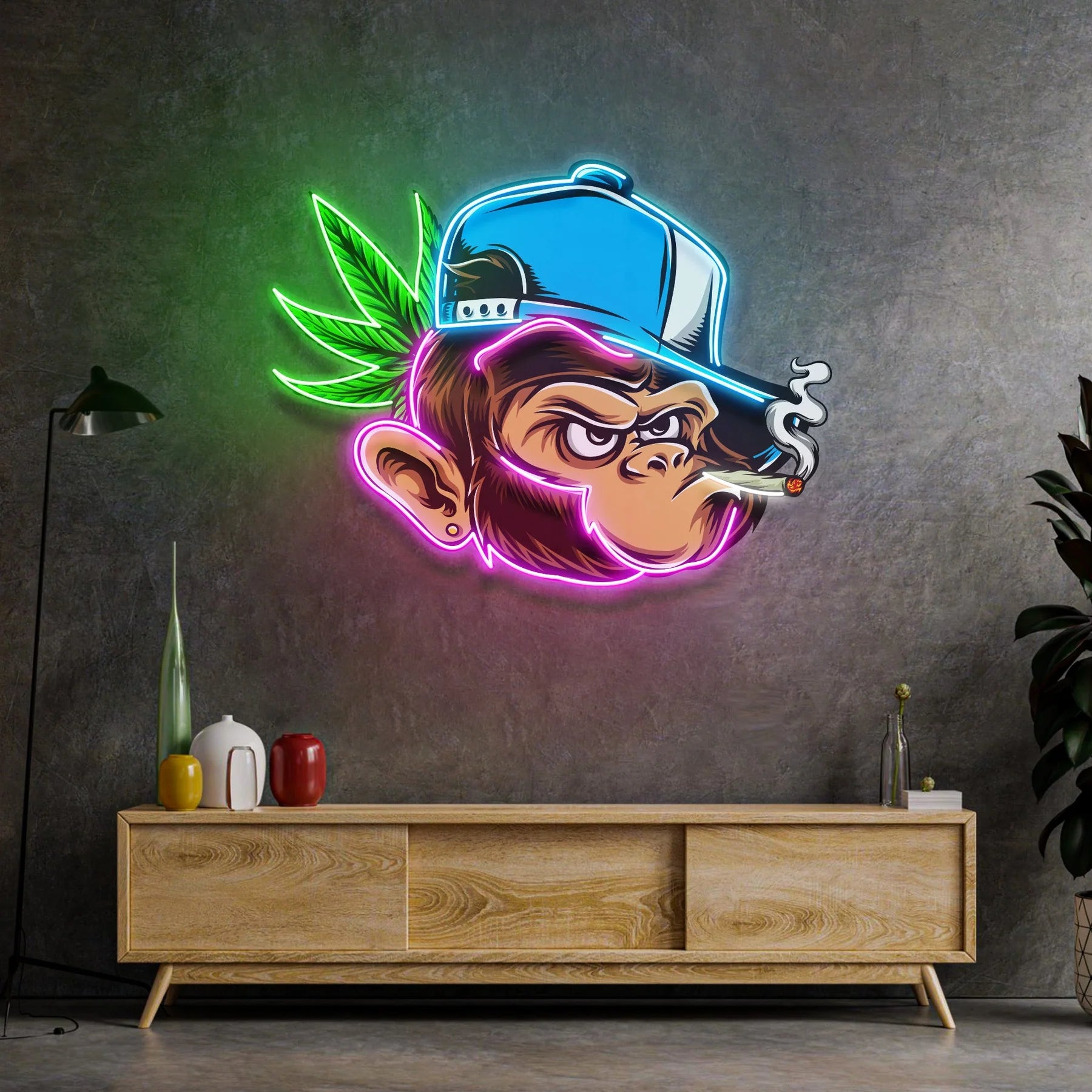Naughty Monkey LED Leuchtreklame Pop Art