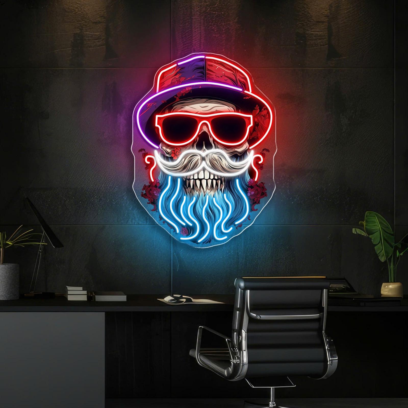 Neon Prost: Das raffinierte Neonschild-Lichtkunstwerk eines Totenkopfes