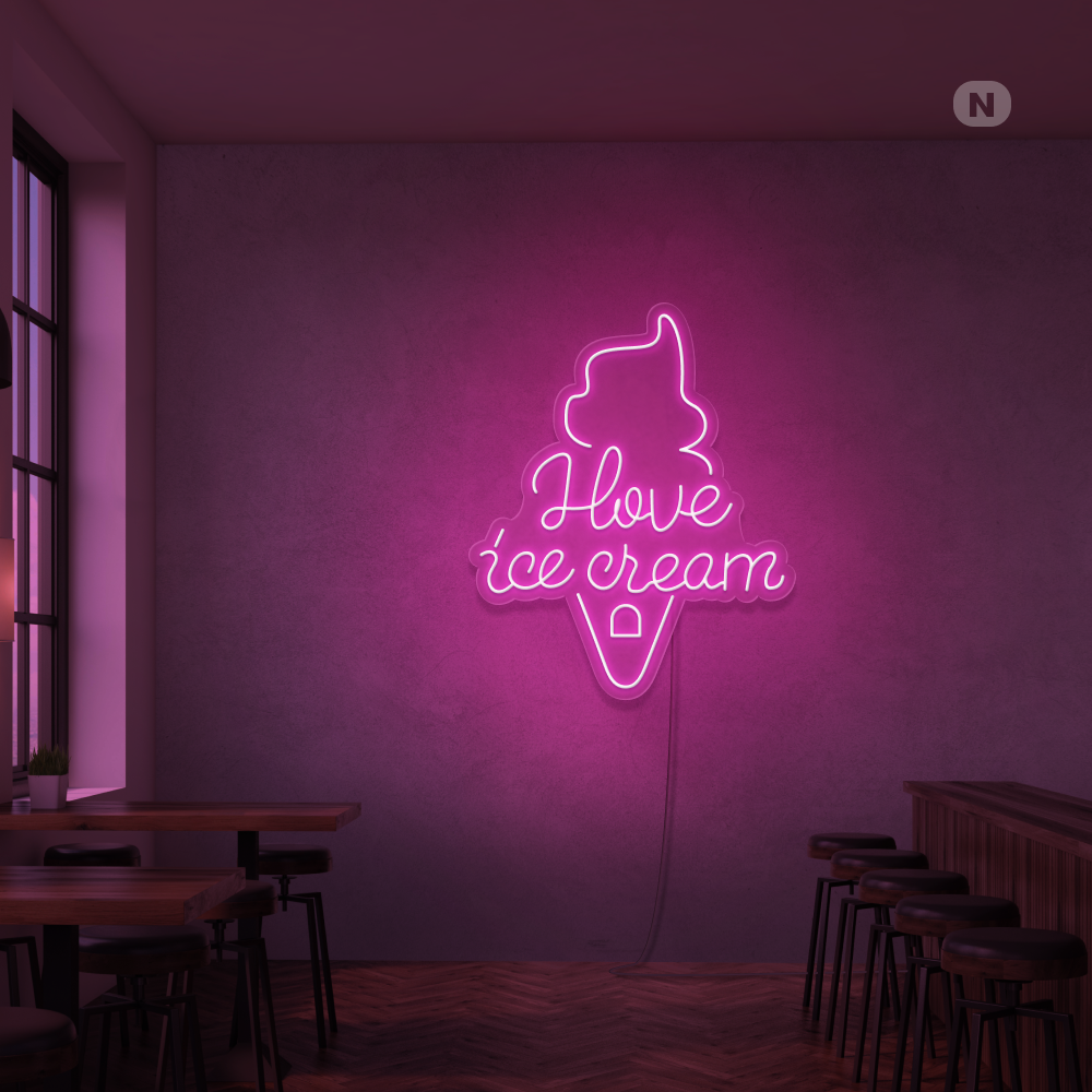 Neon Schild I love ice cream