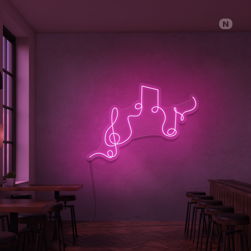 Neon Schild Musikalische Noten