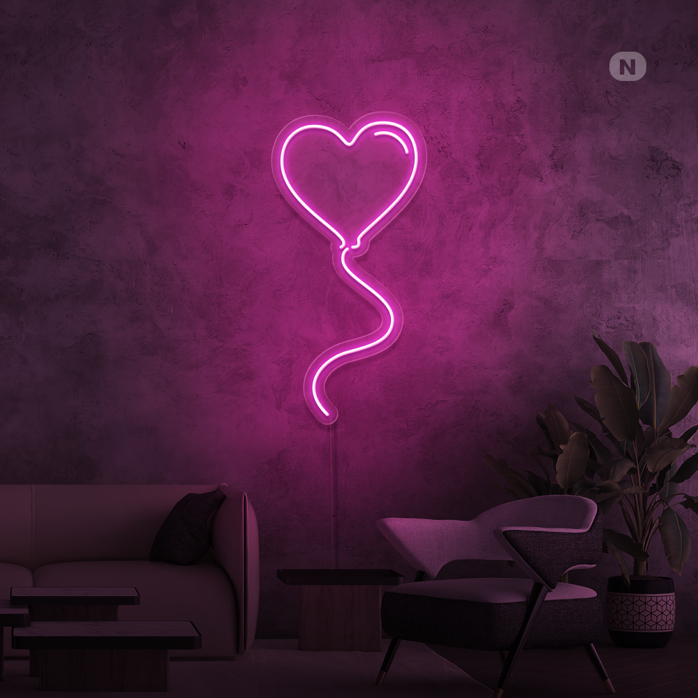 Neon Schild Liebesballon