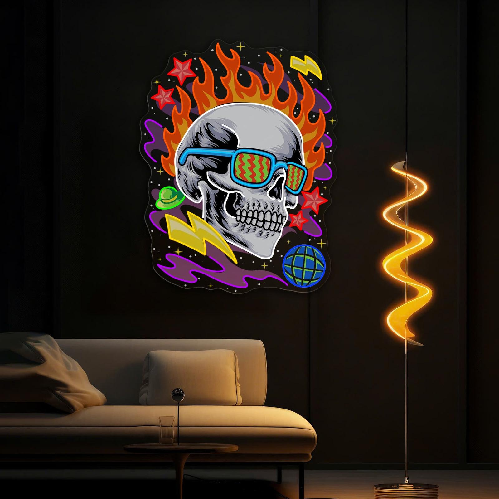Neonschädel: Der lebendige Glanz rebellischer Neonlichtkunst