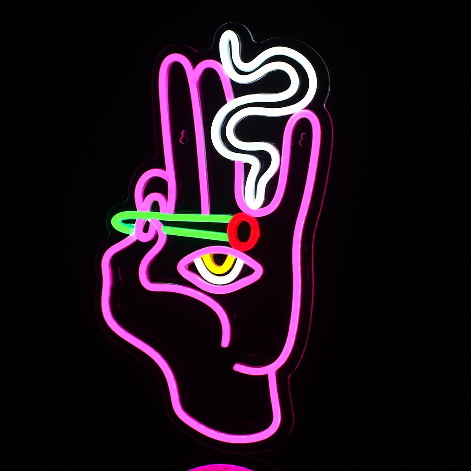 Neonschild mit bösem Blick