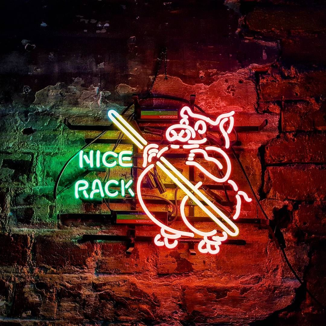 "Nice Rack" Neonschrift, Billard Leuchtreklame, Pool Leuchtschild