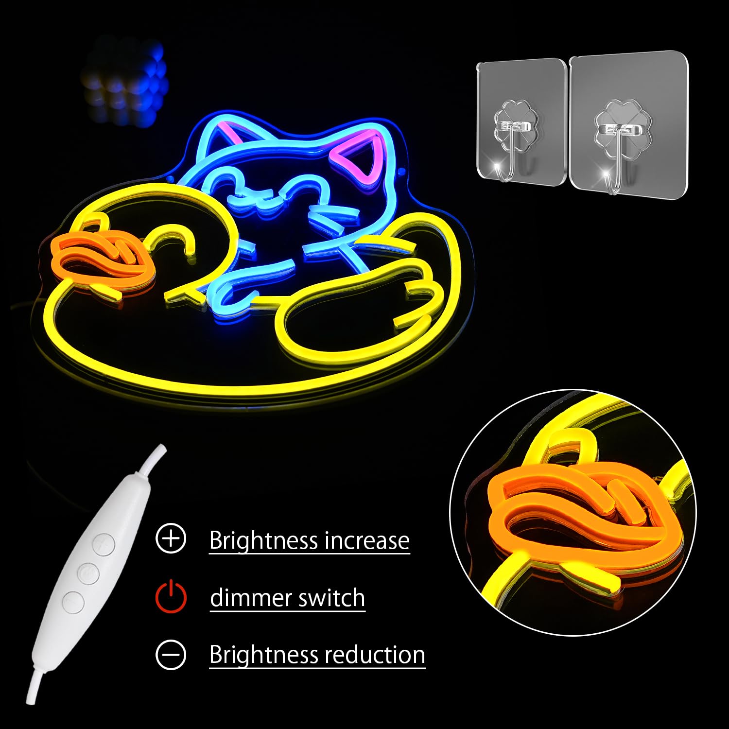 Niedliche Neon Dekoration Beschilderung mit Katze und Ente
