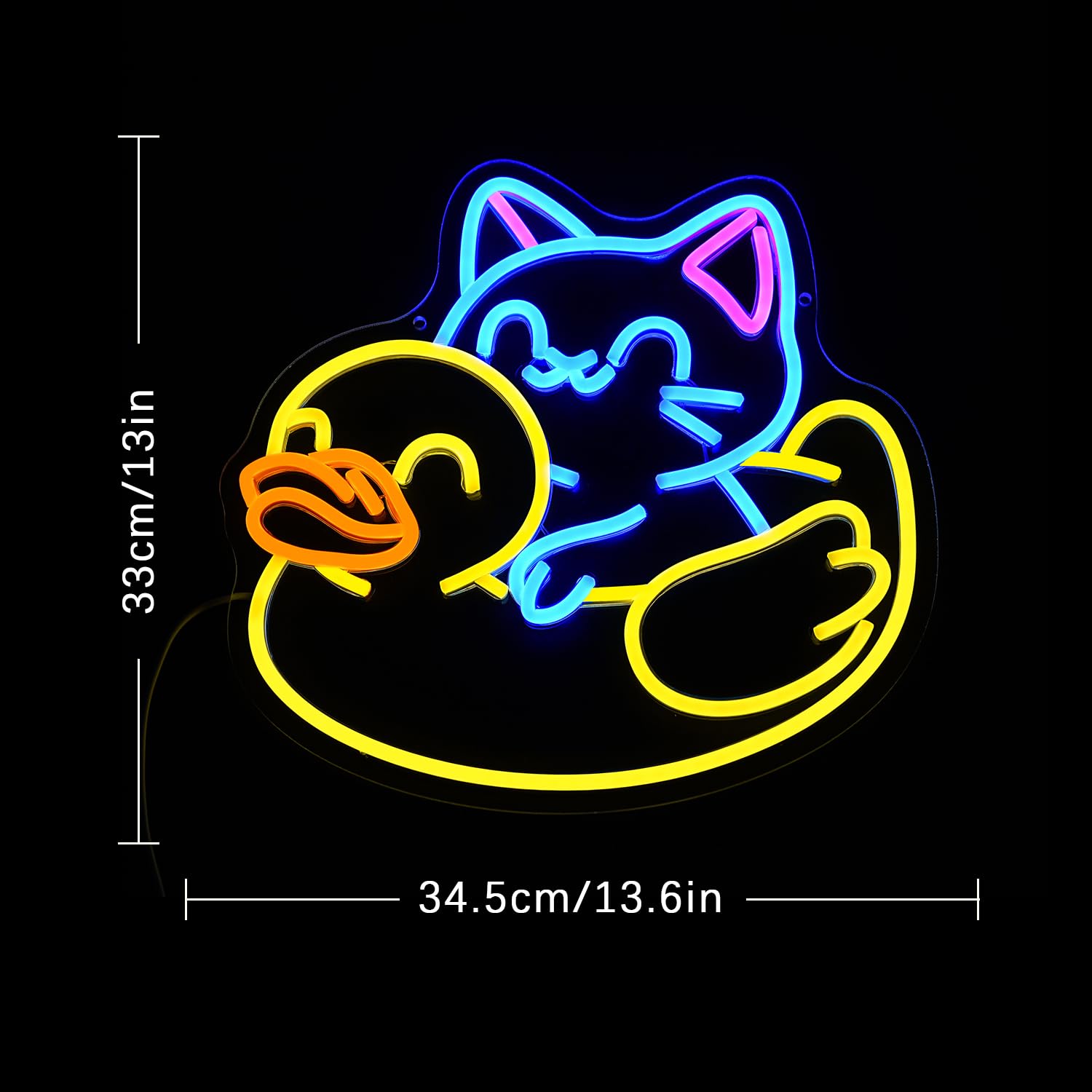 Niedliche Neon Dekoration Beschilderung mit Katze und Ente