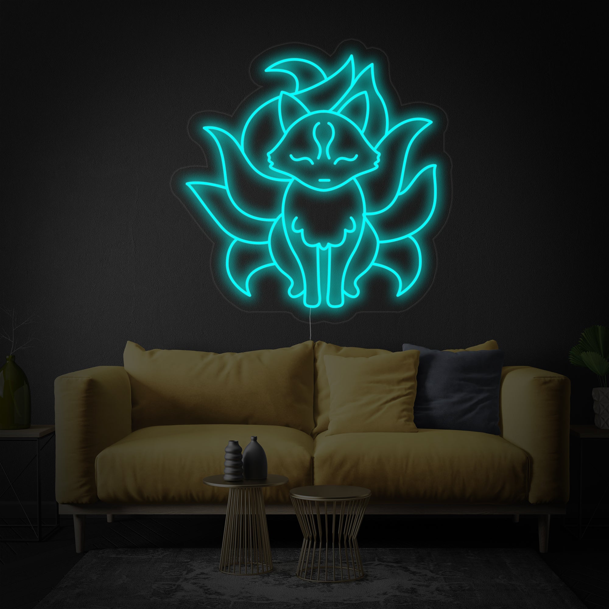"Neun Schwänze Fuchs Anime" Neonschrift