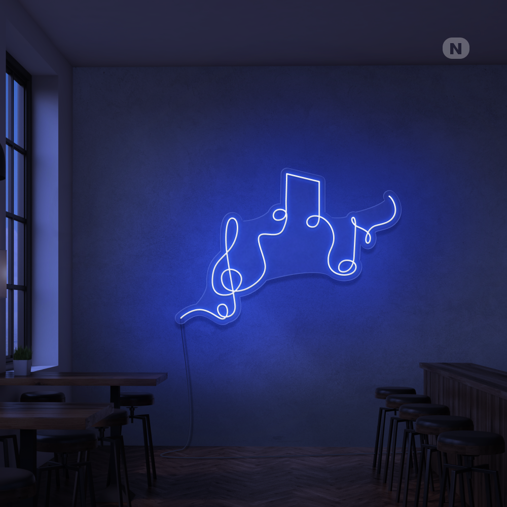 Neon Schild Musikalische Noten