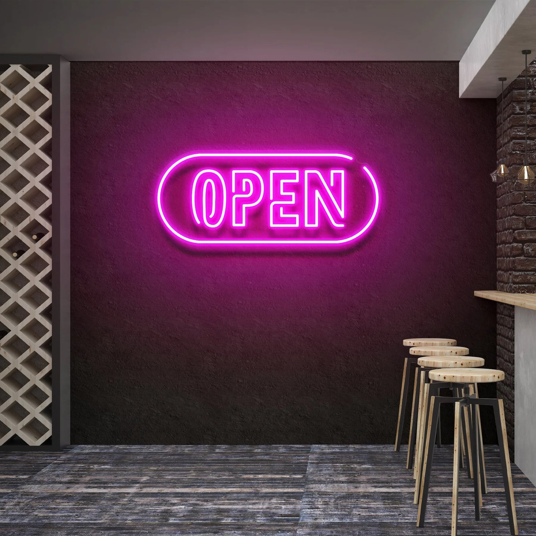 Open 4 LED Neon Schild Licht – Moderne Leuchtreklame für auffällige Präsentationen