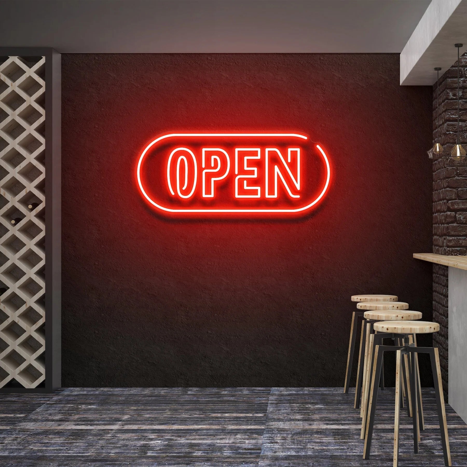 Open 4 LED Neon Schild Licht – Moderne Leuchtreklame für auffällige Präsentationen