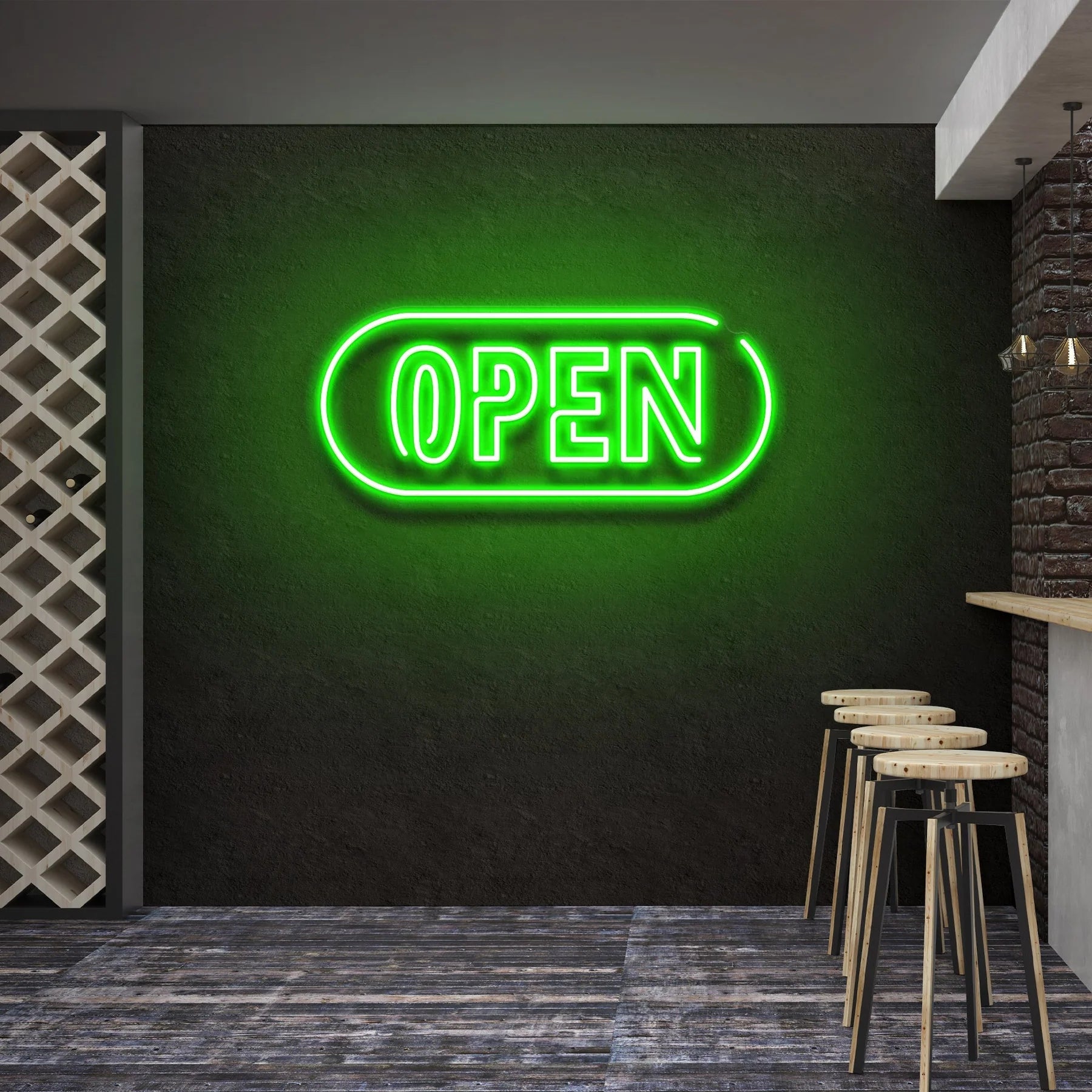 Open 4 LED Neon Schild Licht – Moderne Leuchtreklame für auffällige Präsentationen