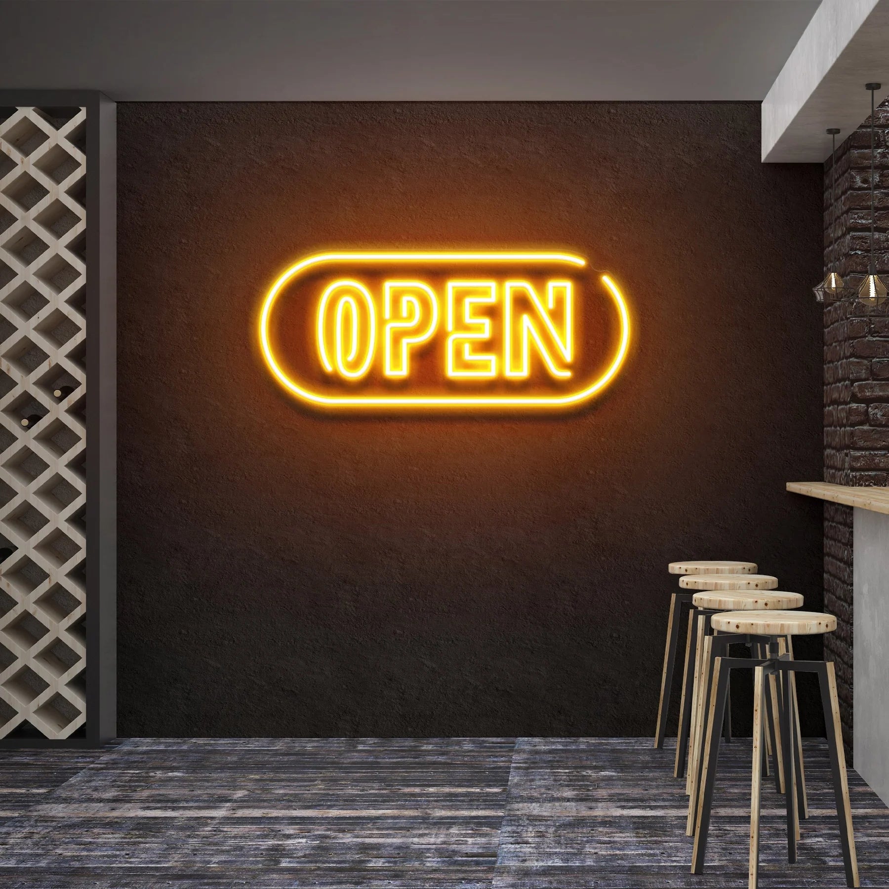 Open 4 LED Neon Schild Licht – Moderne Leuchtreklame für auffällige Präsentationen