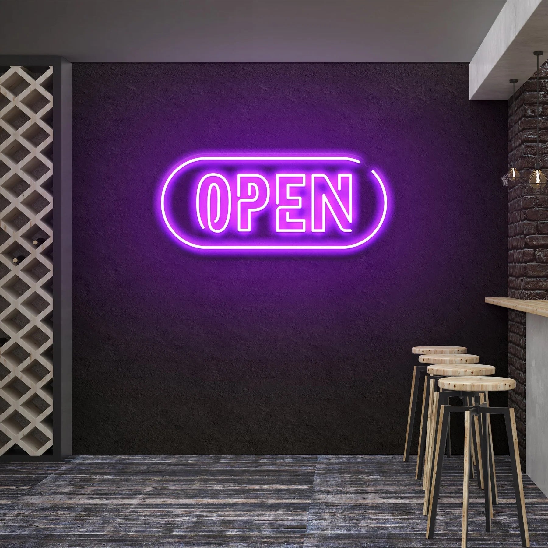 Open 4 LED Neon Schild Licht – Moderne Leuchtreklame für auffällige Präsentationen