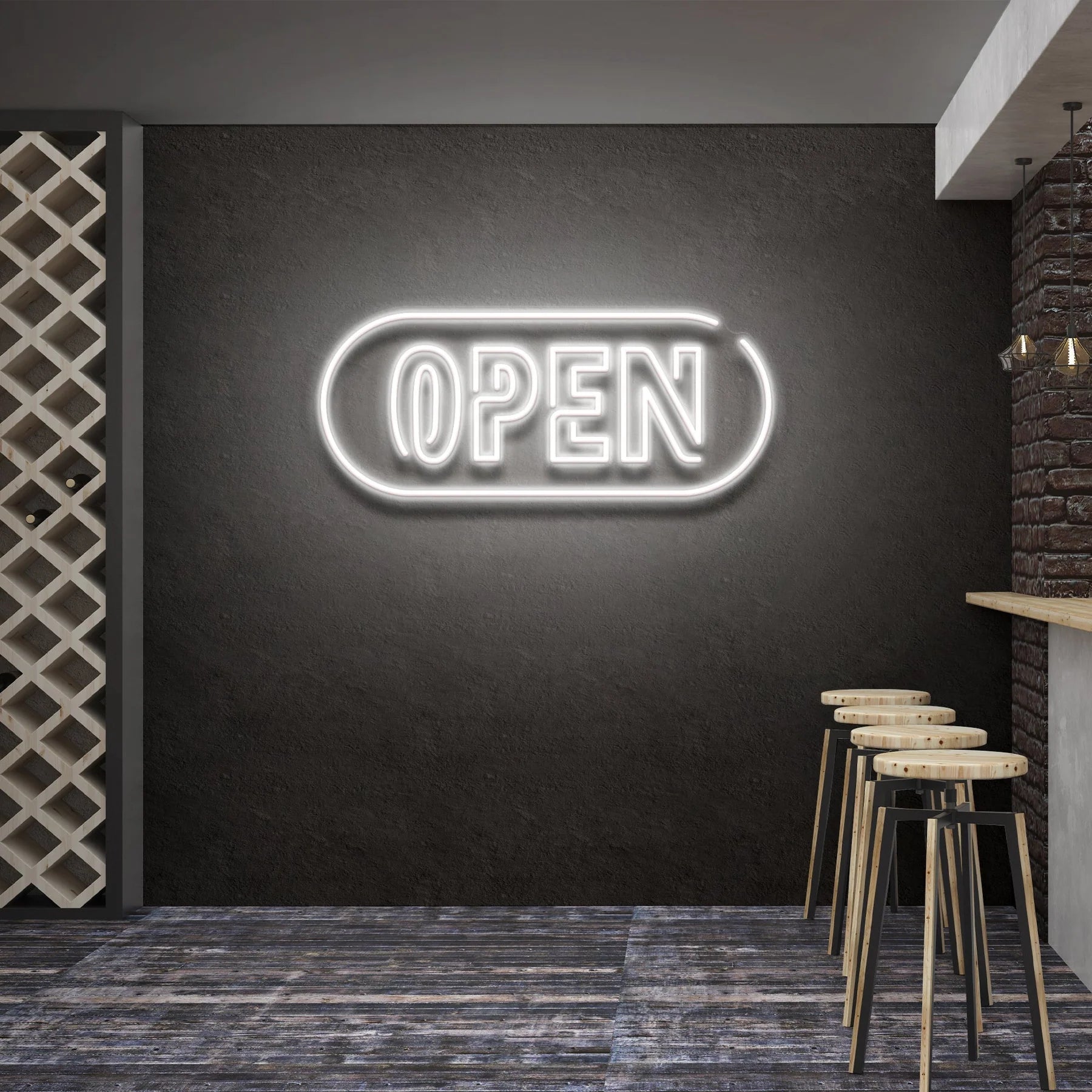 Open 4 LED Neon Schild Licht – Moderne Leuchtreklame für auffällige Präsentationen