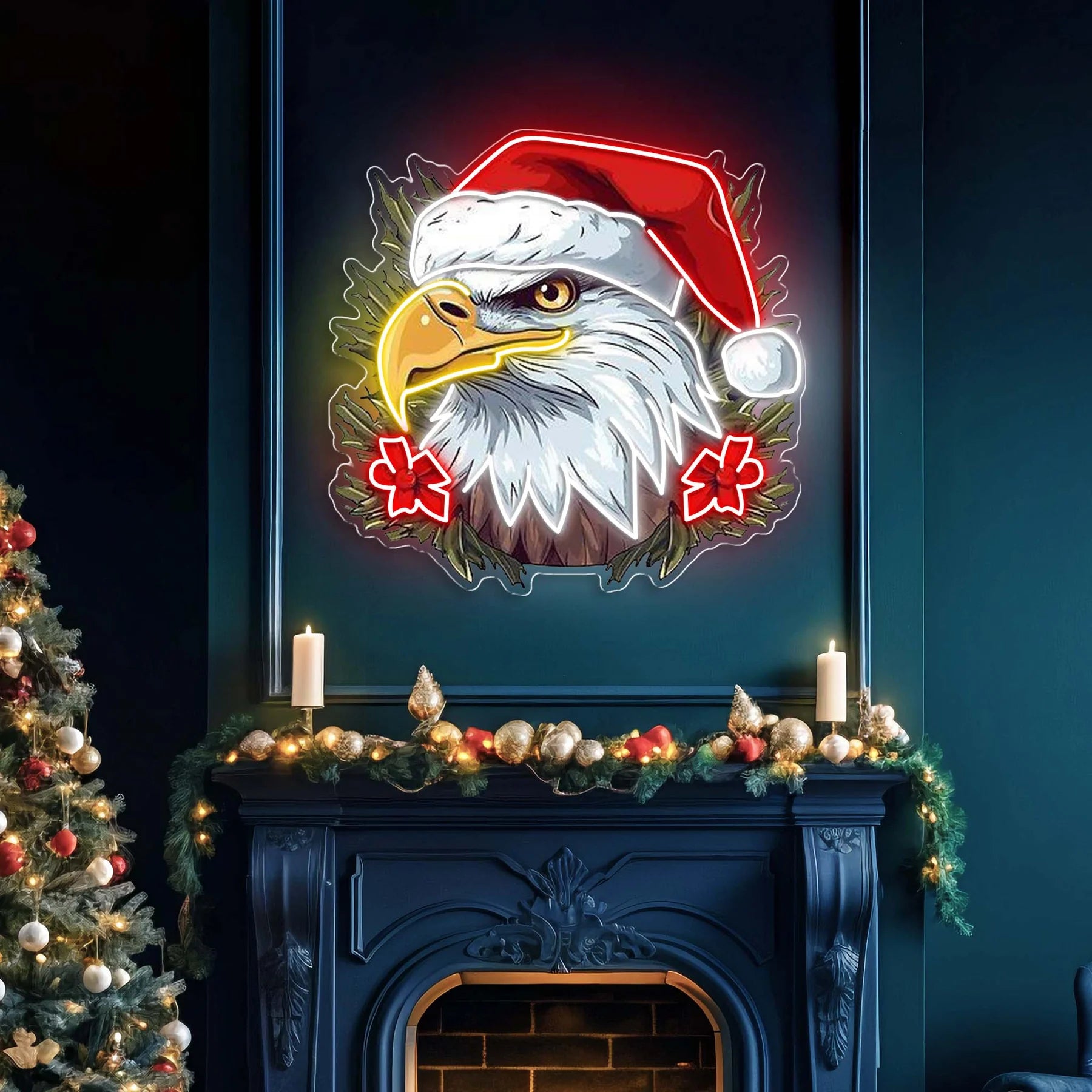 Patriotischer Jubel – Weihnachtsadler Leuchtreklame Lichtkunstwerk