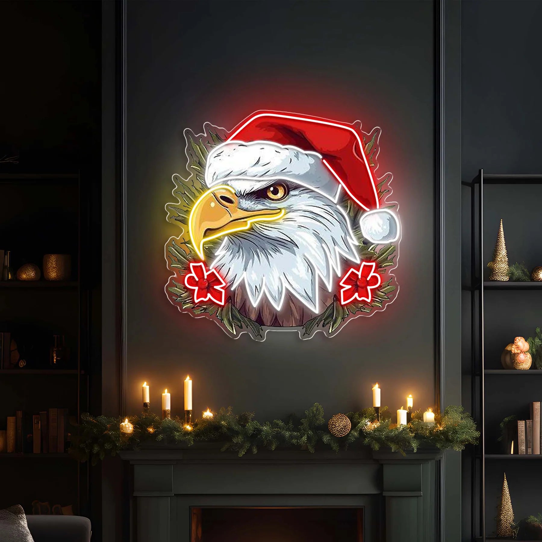 Patriotischer Jubel – Weihnachtsadler Leuchtreklame Lichtkunstwerk