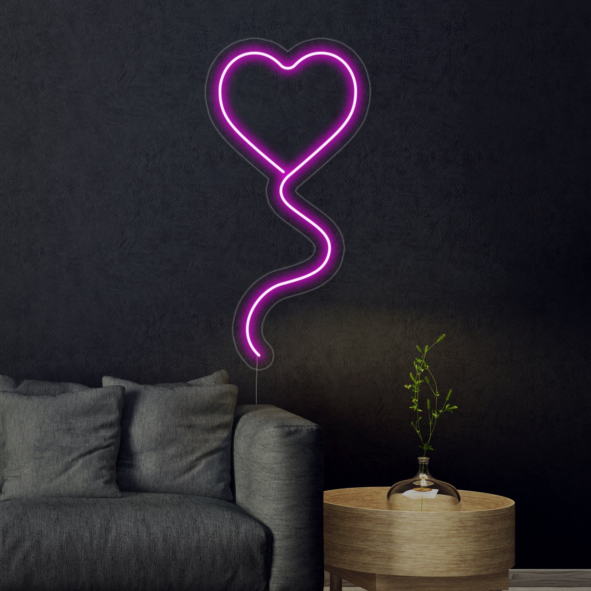 "Rosa Herz Luftballon" Neonschrift