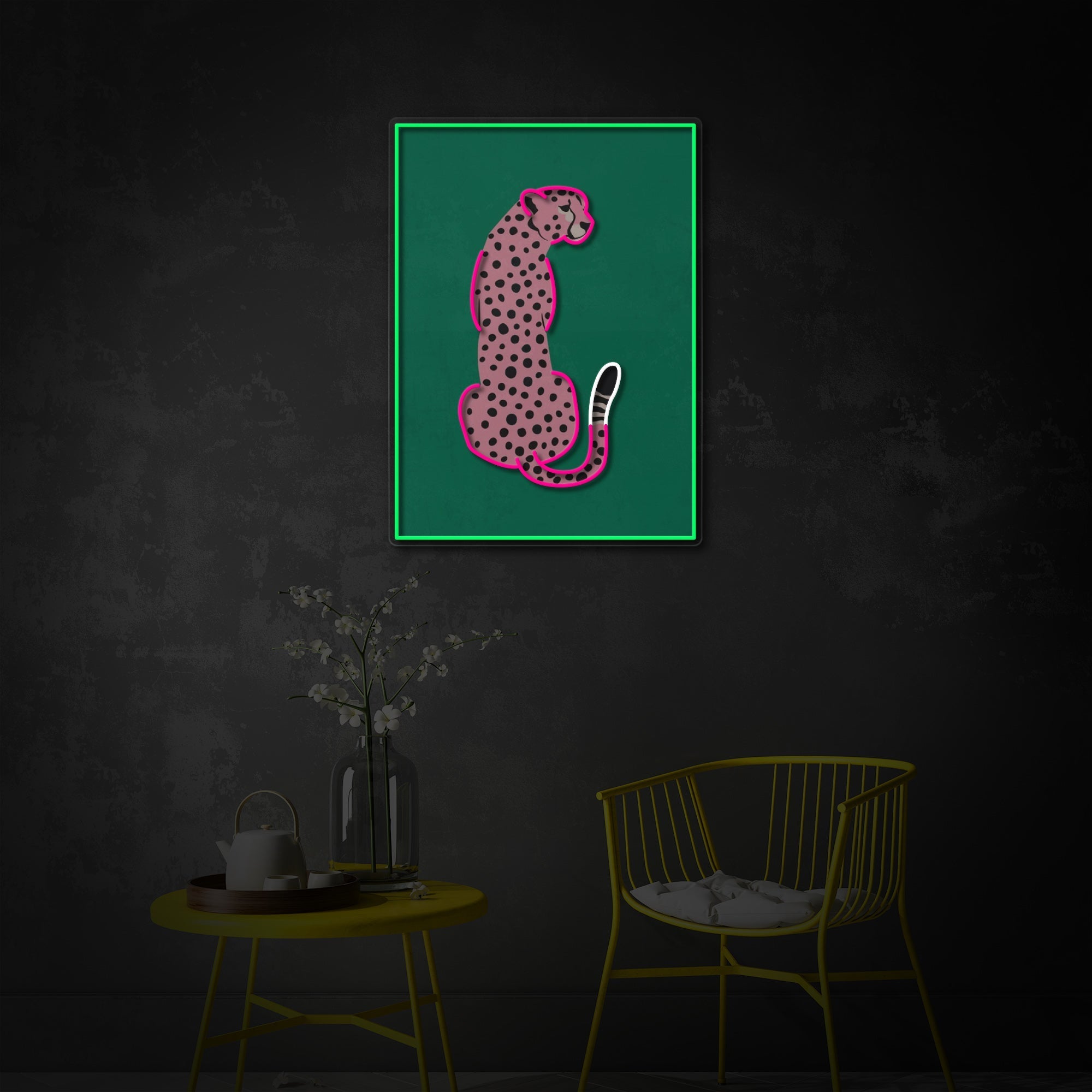 "Pink Leopard African Cheetah Tropical Pop Art" UV-bedruckt LED-Neonschild
