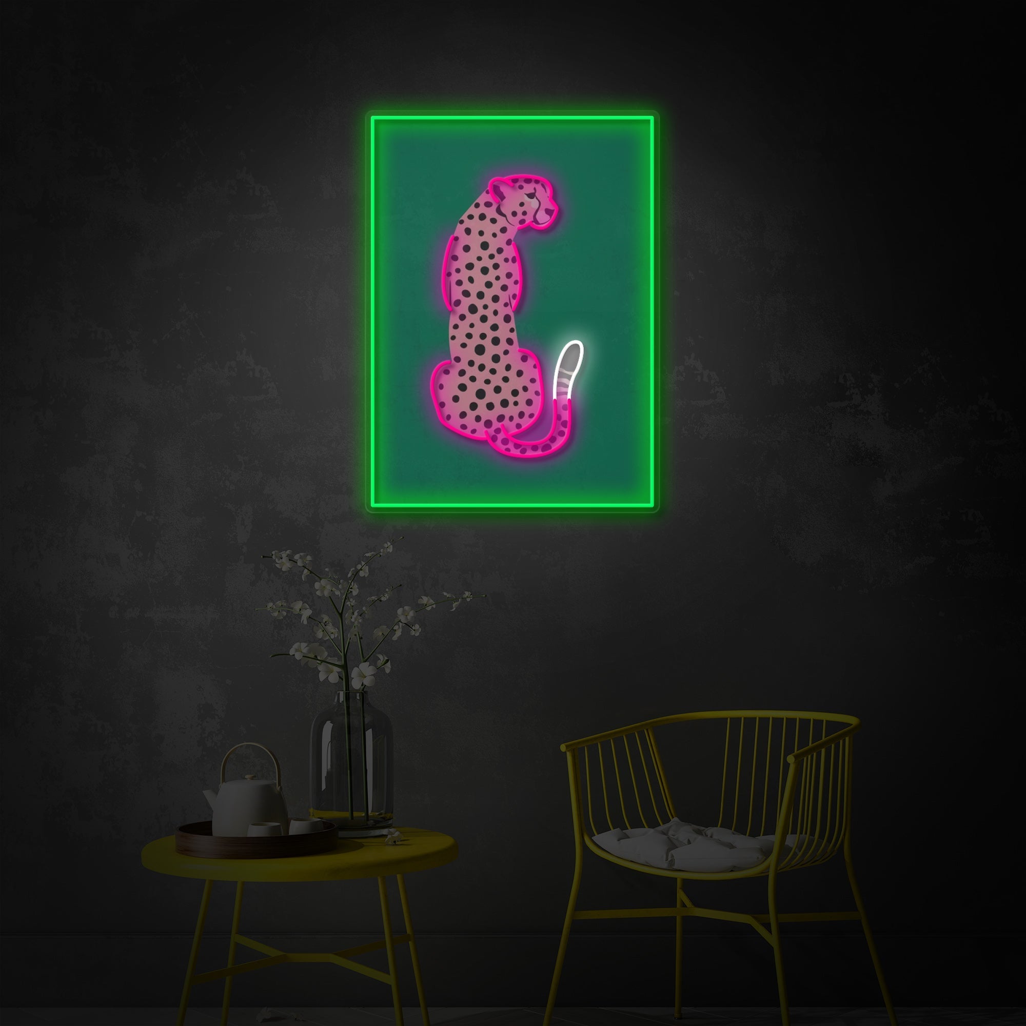 "Pink Leopard African Cheetah Tropical Pop Art" UV-bedruckt LED-Neonschild