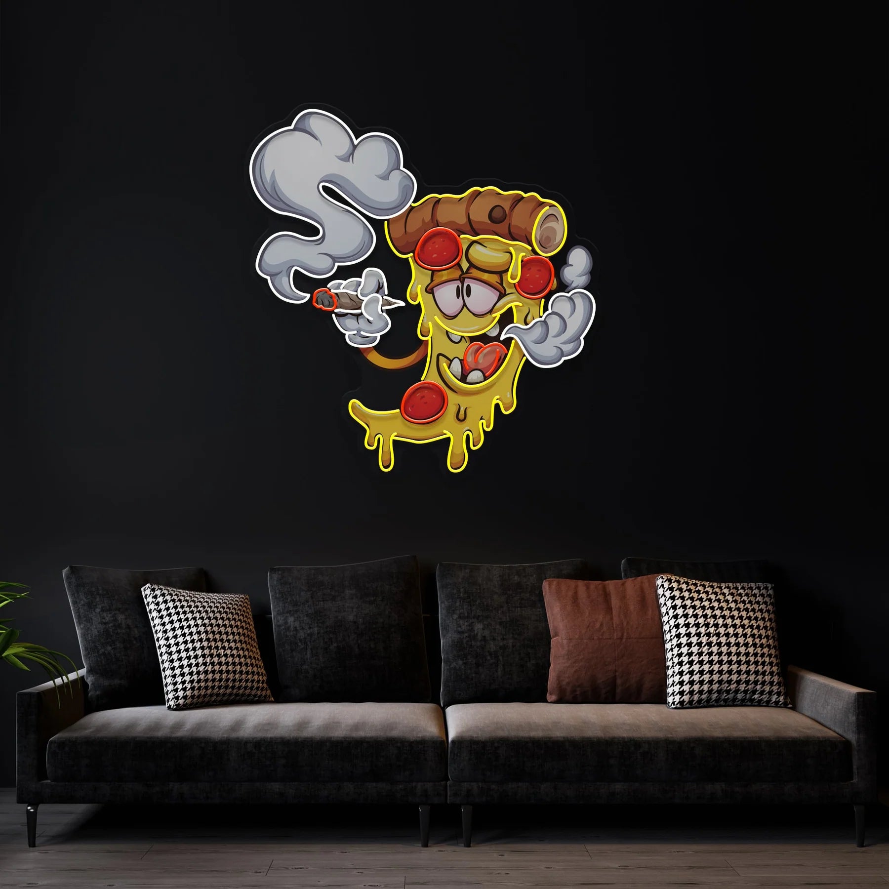 Pizzastück Cartoon Kunstwerk: LED Neonschild Licht