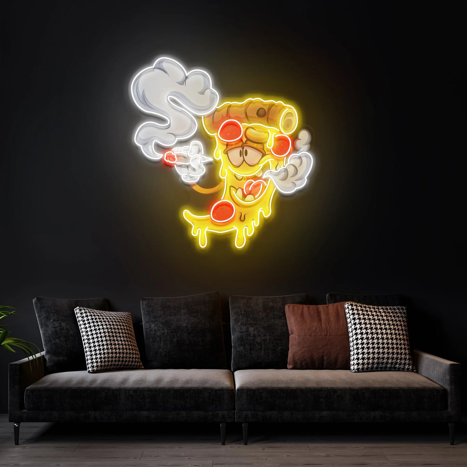 Pizzastück Cartoon Kunstwerk: LED Neonschild Licht