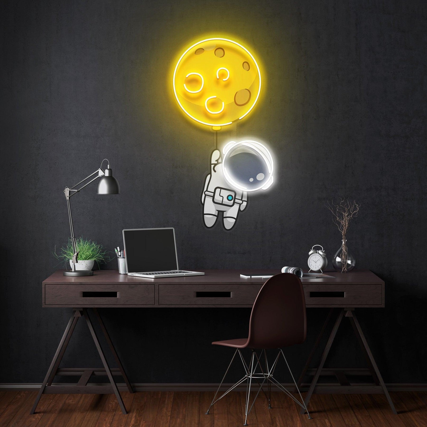 PlanetBallon LED Neon Acryl Kunstwerk – Schwebe zwischen den Sternen