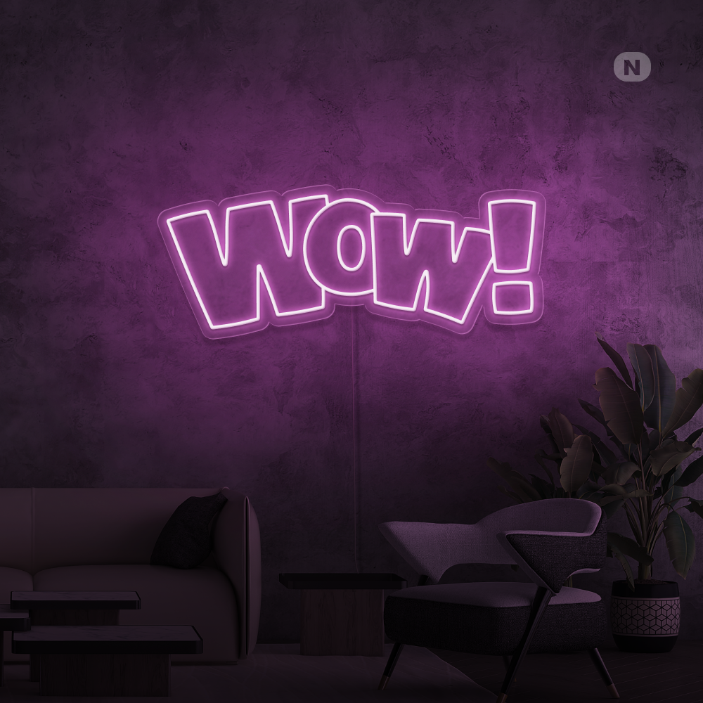Neon Schild Wow!