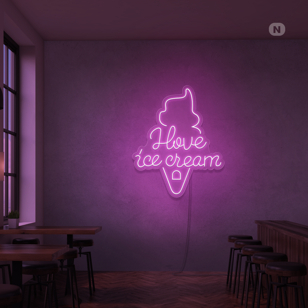 Neon Schild I love ice cream