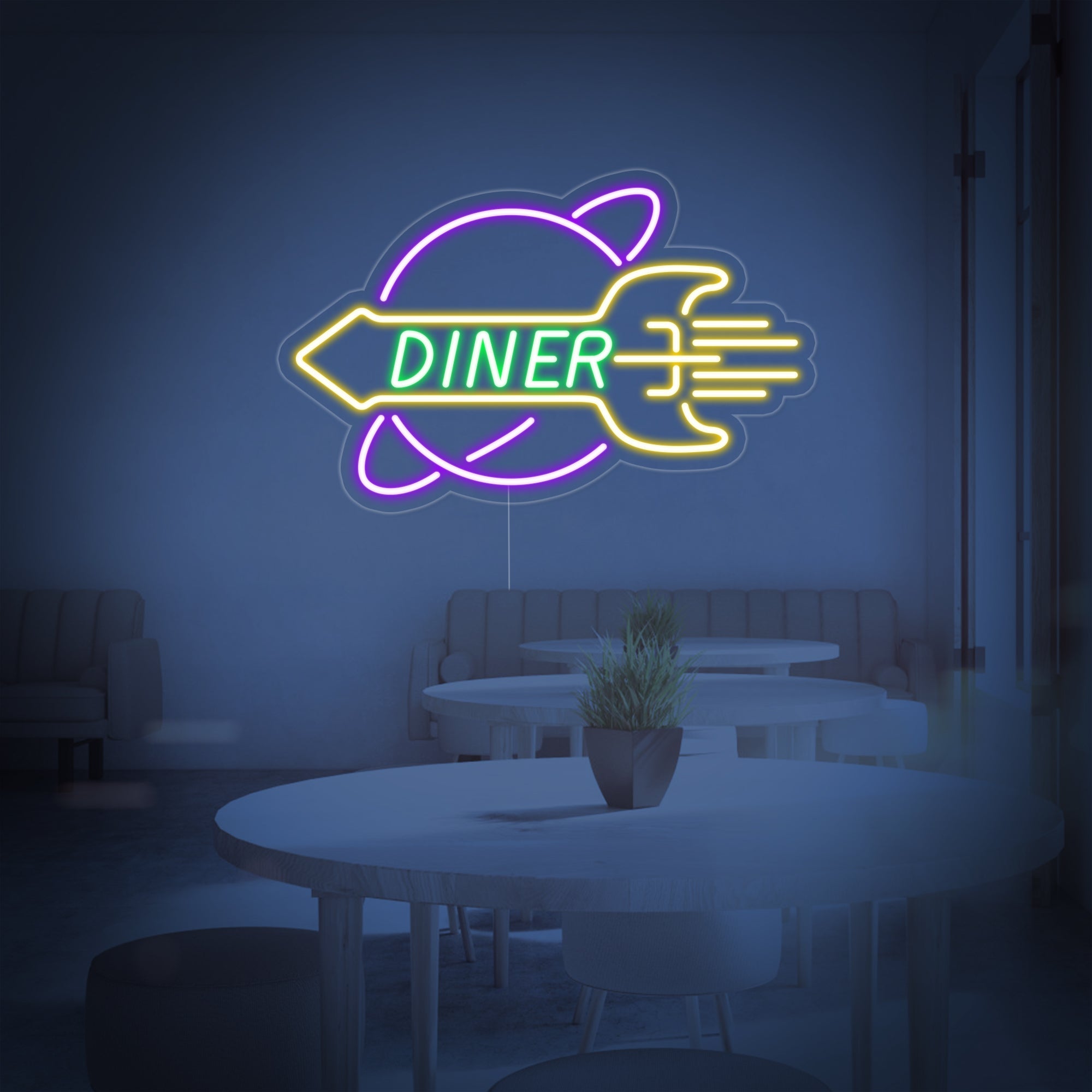 Rakete Diner Neonschrift, Diner Leuchtreklame, Diner Leuchtschild