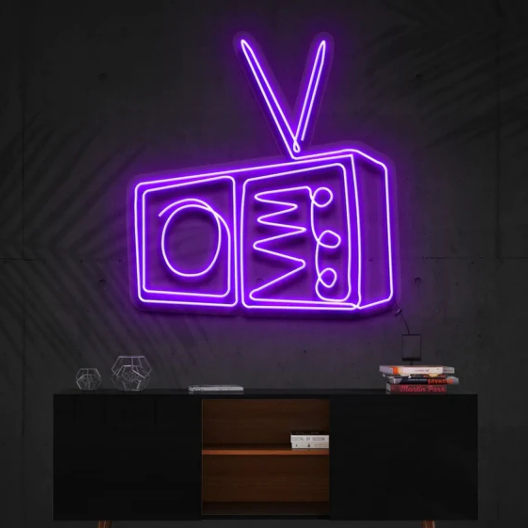 „Radio“ – Neon Kunstwerk – Ihr leuchtendes Ode an die Musik und die goldenen Zeiten des Radios